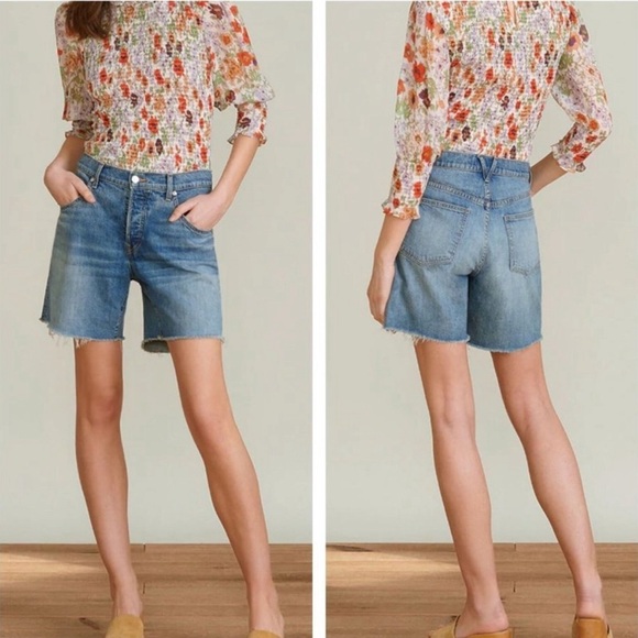 NWT! Veronica Beard‎ Jeans Shiloh Relaxed Mid-Length Denim Cutoff Short  32/14 - Picture 1 of 6